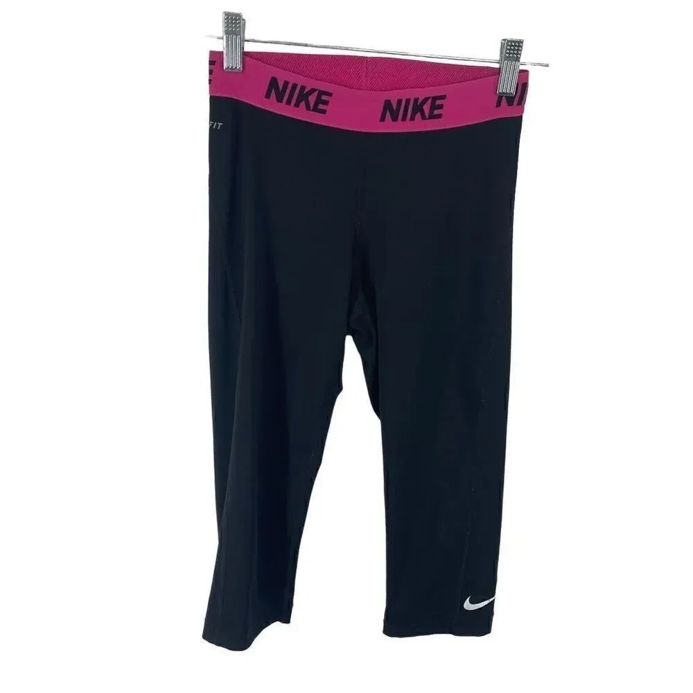 NIke Women's Dri-FIT Leggings Capri pants Workout Yoga Elastic Black Size Small